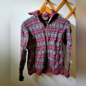 100% pure wool zipper cardigan‎ with elbow patches